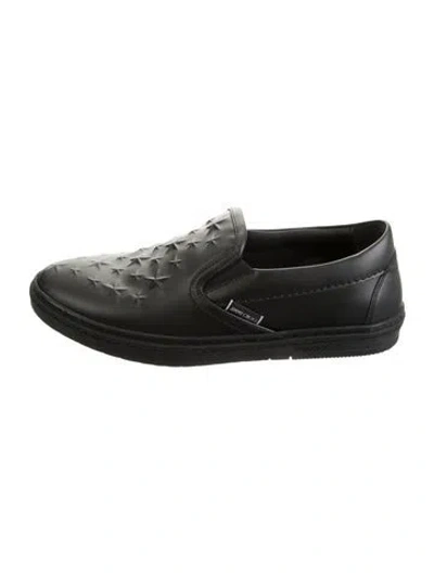 Pre-owned Jimmy Choo Leather Graphic Print Loafers In Black