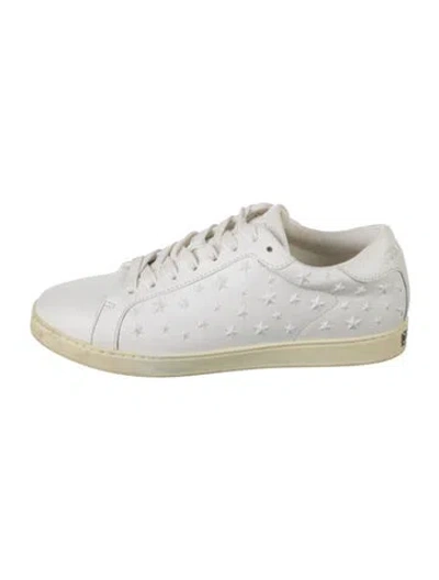 Pre-owned Jimmy Choo Leather Graphic Print Sneakers In White