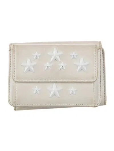 Pre-owned Jimmy Choo Leather Graphic Print Wallet In White