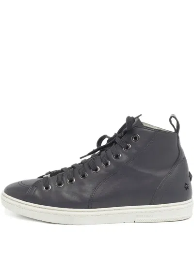 Pre-owned Jimmy Choo Leather High-top Sneakers In Gray
