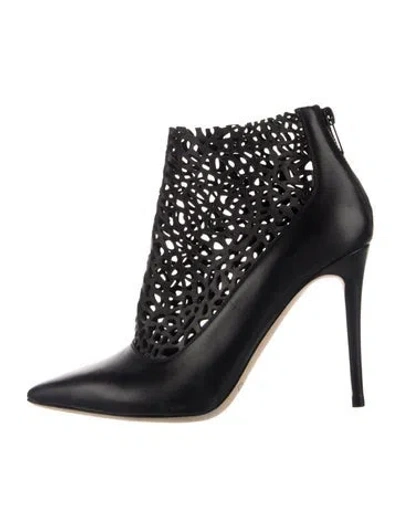 Pre-owned Jimmy Choo Leather Lace Pattern Boots In Black