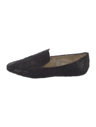 Pre-owned Jimmy Choo Leather Lace Pattern Loafers In Black