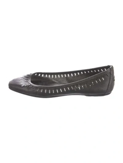 Pre-owned Jimmy Choo Leather Lasercut Accents Ballet Flats In Black