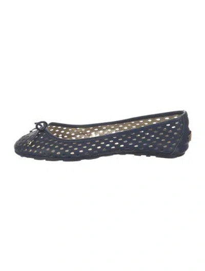 Pre-owned Jimmy Choo Leather Lasercut Accents Flats In Blue