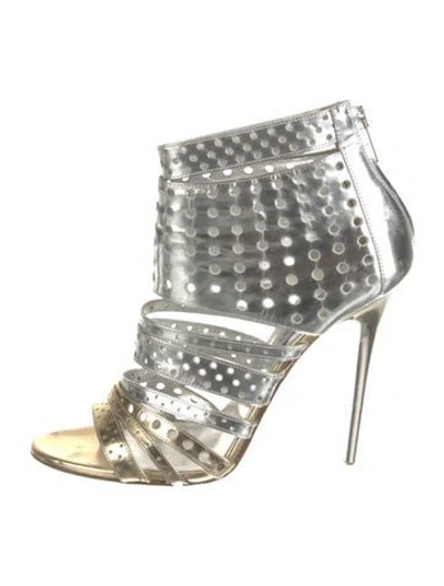 Pre-owned Jimmy Choo Leather Lasercut Accents Gladiator Sandals