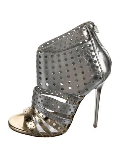 Pre-owned Jimmy Choo Leather Lasercut Accents Gladiator Sandals