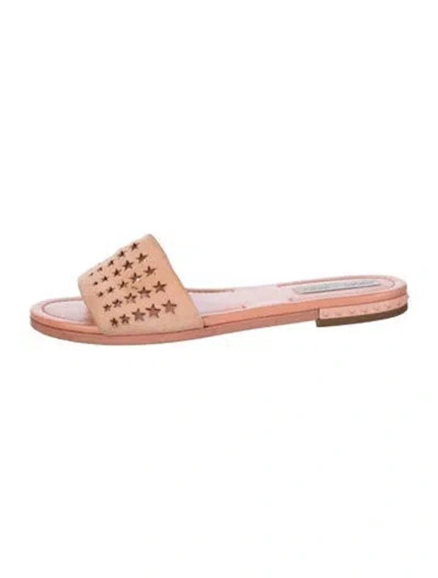 Pre-owned Jimmy Choo Leather Lasercut Accents Slides In Pink