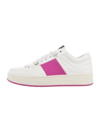 Pre-owned Jimmy Choo Leather Lasercut Accents Sneakers In White