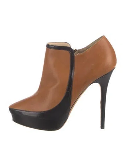 Pre-owned Jimmy Choo Leather Leather Trim Embellishment Mules In Brown