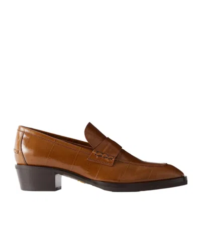Jimmy Choo Wilder Eel-effect Leather Loafers In Brown