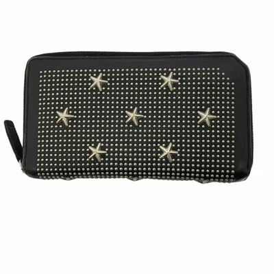 Pre-owned Jimmy Choo Leather Long Wallet (bi-fold) () In Black