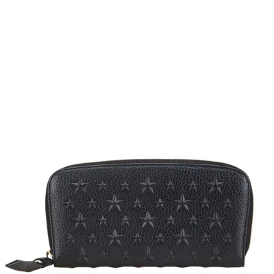 Pre-owned Jimmy Choo Leather Long Wallet (bi-fold) () In Black