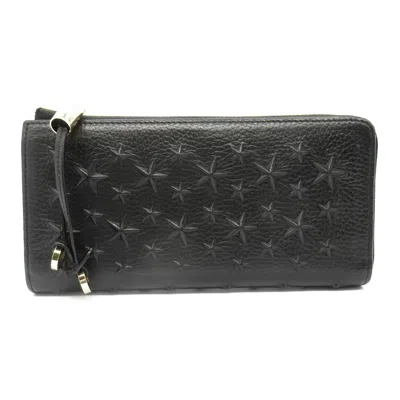 Pre-owned Jimmy Choo Leather Long Wallet (bi-fold) () In Black