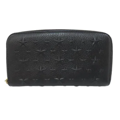 Pre-owned Jimmy Choo Leather Long Wallet (bi-fold) () In Black