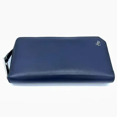 Pre-owned Jimmy Choo Leather Long Wallet (bi-fold) () In Blue