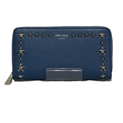 Pre-owned Jimmy Choo Leather Long Wallet (bi-fold) () In Blue