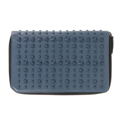 Pre-owned Jimmy Choo Leather Long Wallet (bi-fold) () In Blue