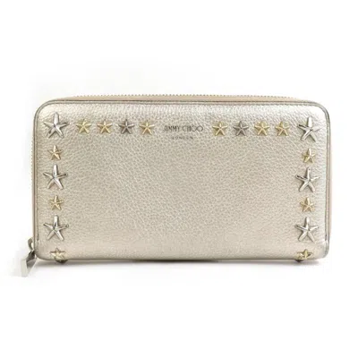 Pre-owned Jimmy Choo Leather Long Wallet (bi-fold) () In Gold