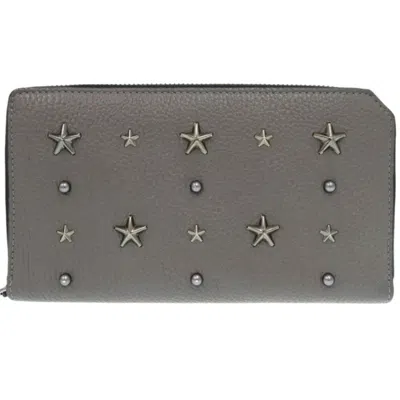 Pre-owned Jimmy Choo Leather Long Wallet (bi-fold) () In Grey