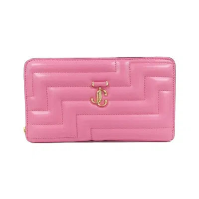 Pre-owned Jimmy Choo Leather Long Wallet (bi-fold) () In Pink