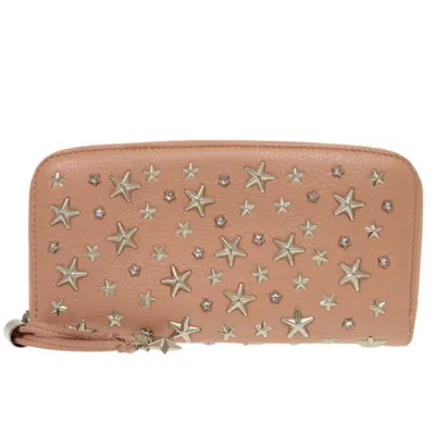 Pre-owned Jimmy Choo Leather Long Wallet (bi-fold) () In Pink