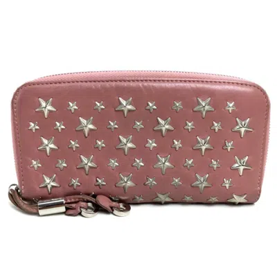 Pre-owned Jimmy Choo Leather Long Wallet (bi-fold) () In Pink