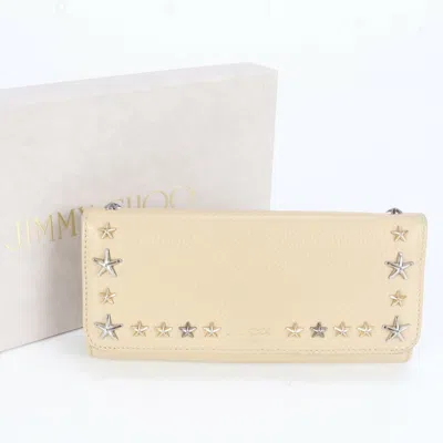 Pre-owned Jimmy Choo Leather Long Wallet (bi-fold) () In Sand