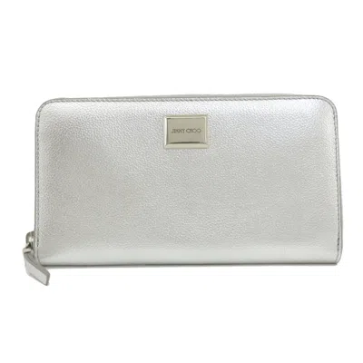 Pre-owned Jimmy Choo Leather Long Wallet (bi-fold) () In Silver