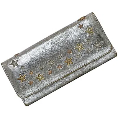 Pre-owned Jimmy Choo Leather Long Wallet (bi-fold) () In Silver