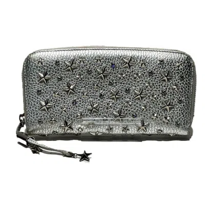 Pre-owned Jimmy Choo Leather Long Wallet (bi-fold) () In Silver