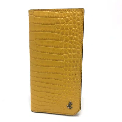 Pre-owned Jimmy Choo Leather Long Wallet (bi-fold) () In Yellow