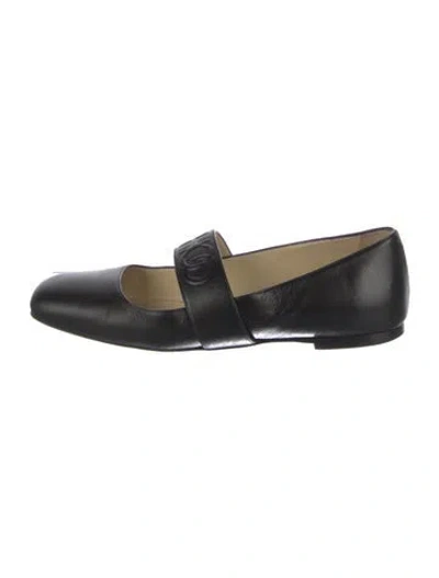 Pre-owned Jimmy Choo Leather Mary Jane Flats In Black