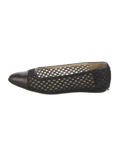 Pre-owned Jimmy Choo Leather Mesh Accents Ballet Flats In Black