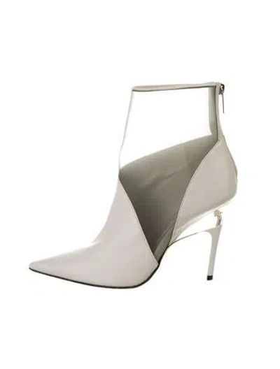 Pre-owned Jimmy Choo Leather Mesh Accents Boots In White