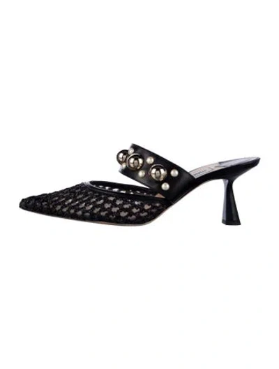 Pre-owned Jimmy Choo Leather Mesh Accents Mules In Black
