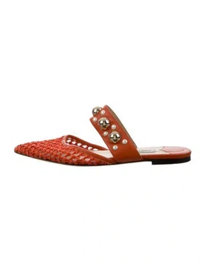 Pre-owned Jimmy Choo Leather Mesh Accents Mules In Multi