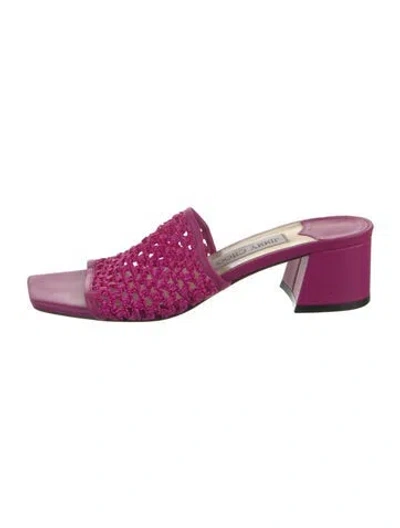 Pre-owned Jimmy Choo Leather Mesh Accents Slides In Pink
