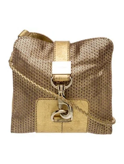Pre-owned Jimmy Choo Leather Minaudière In Gold/metallic