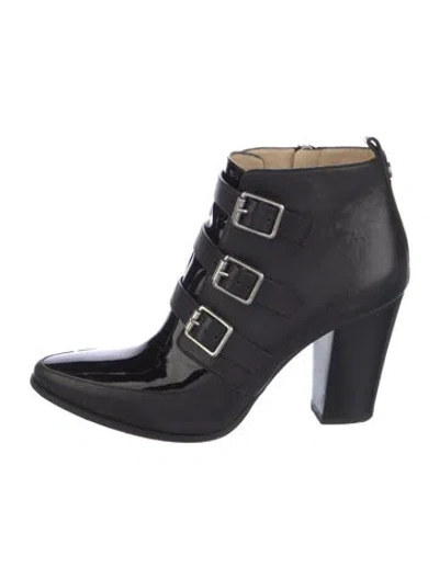 Pre-owned Jimmy Choo Leather Moto Boots In Black