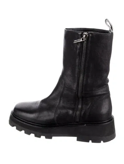 Pre-owned Jimmy Choo Leather Moto Boots In Black