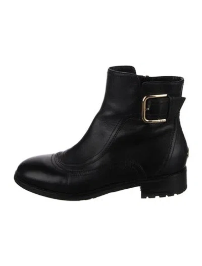 Pre-owned Jimmy Choo Leather Moto Boots In Black