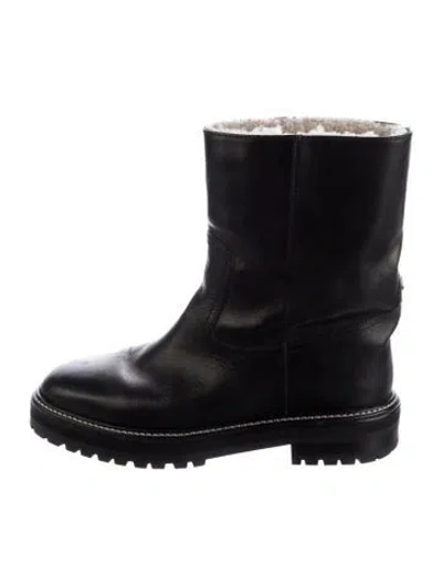 Pre-owned Jimmy Choo Leather Moto Boots In Black