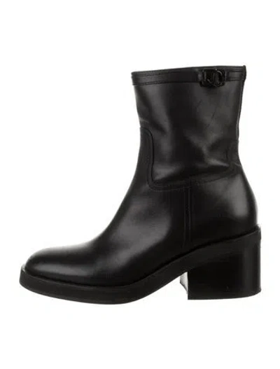 Pre-owned Jimmy Choo Leather Moto Boots In Black