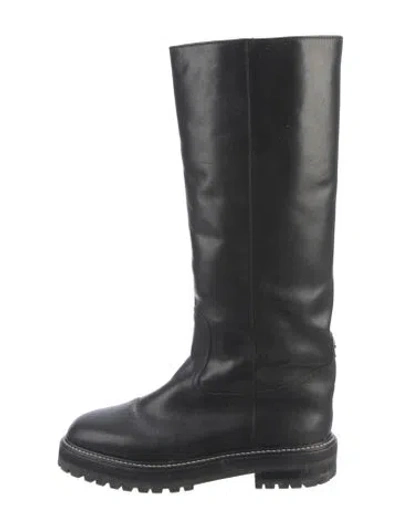 Pre-owned Jimmy Choo Leather Moto Boots In Black