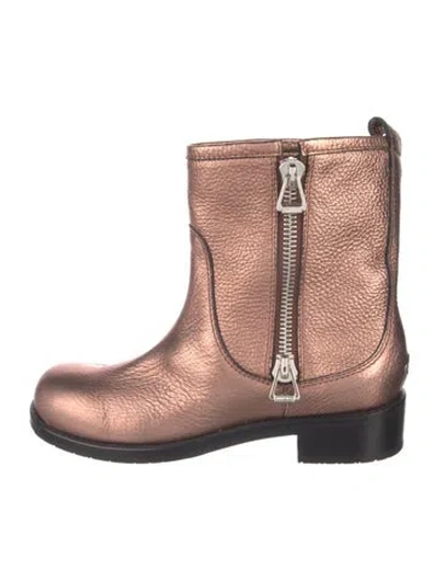Pre-owned Jimmy Choo Leather Moto Boots In Metallic