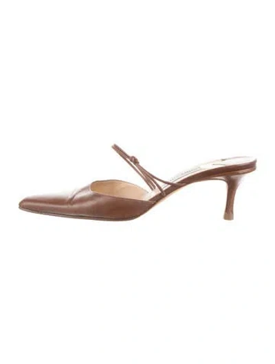 Pre-owned Jimmy Choo Leather Mules In Brown