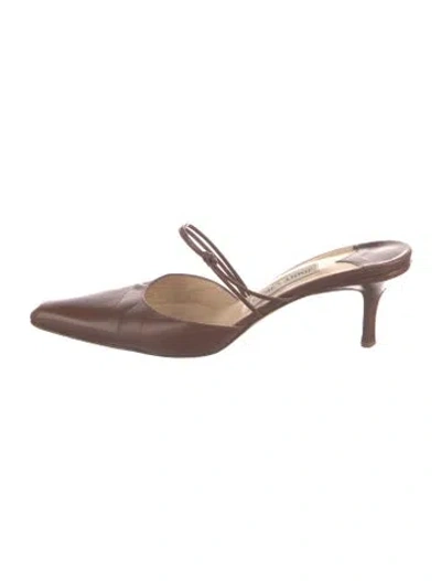 Pre-owned Jimmy Choo Leather Mules In Brown