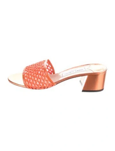 Pre-owned Jimmy Choo Leather Mules In Metallic/orange