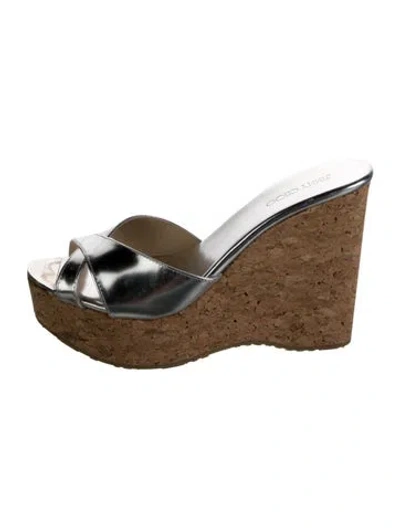 Pre-owned Jimmy Choo Leather Mules In Metallic/silver