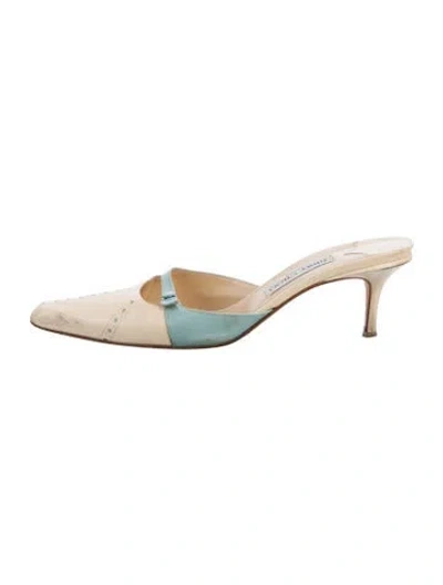 Pre-owned Jimmy Choo Leather Mules In Neutrals